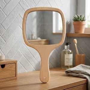 Wooden Hand <b>Mirror</b> Handheld Makeup <b>Mirror</b> Rectangular Shape | Rustic Wooden Frame <b>Vanity</b> <b>Mirror</b> for <b>Dressing</b> <b>Table</b> Home Decor - Product Image 6