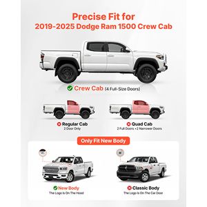 Pedane Laterali Nere da 6 Pollici Compatibili con Dodge Ram 1500 Crew Cab 2019-2025; Non per Rampe e Scale 1500 2019-2025 - Product Image 2