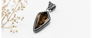 Smoky Quartz Silver Pendant – Handmade Brown Gemstone <b>Necklace</b> in Sterling Silver - Product Image 1