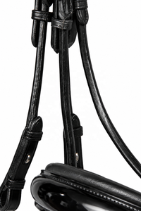 Horsekraft HK-BR371 Bridon de cheval en cuir noir de haute qualité avec frontale en strass de cristal, muserolle rembourrée et sangles réglables argentées - Product Image 4