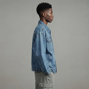 <b>Top</b> Trending Fully Vintage Denim Jacket for men's Winter casual wear Custom Chenille Embroidered Logo Windproof man jacket - Product Image 2