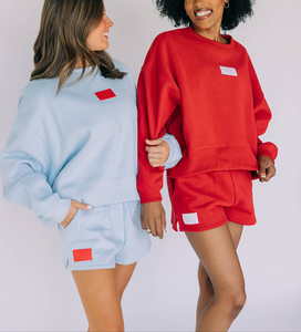 350G Women Regular Thickened Loose Long Sleeve Crewneck <b>Sweater</b> Custom Logo Sweatshirts Shorts Fleece Tracksuit - Product Image 1
