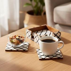 <b>Mosaic</b> Art Bone Inlay Drink Mats Handcrafted Tabletop Decor Accessories for Luxury Living Rooms - Product Image 1