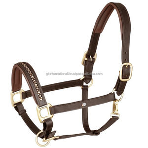 Cabestro de caballo de cuero Premium de alta calidad, único y elegante con cristales ostentosos, Halter de carreras ecuestres de caballo decorativo elegante - Product Image 4