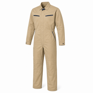 Combinaison industrielle pour homme en sergé robuste, gris graphite, avec épaulettes noires, col pointu et fermetures éclair verticales sur la poitrine, renforcée - Product Image 4