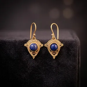 Pendientes de Latón con Lapislázuli |   Pendientes Colgantes con Gema Azul |   Fabricante de Joyería al por Mayor - Product Image 5