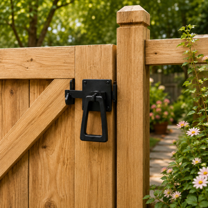 Loquet de portail en fonte robuste |   Loquet de porte noir thermolaqué pour clôture de jardin, granges, abris de ferme, quincaillerie de sécurité pour fermes - Product Image 4