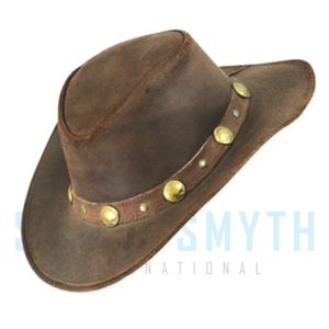 Vintage Distressed Leather Cowboy <b>Hat</b> Western Riding <b>Hat</b> with Decorative Concho <b>Band</b> for Ranch Outdoor Equestrian Wear - Product Image 4