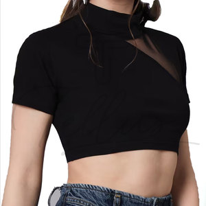 Top Corto de Mujer Transpirable y Personalizable de Alta Calidad, Venta al Por Mayor OEM Disponible, Top Corto Estampado para Mujer - Product Image 3