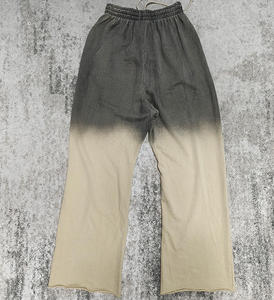 High Quality Streetwear Vintage Acid Washed Sweat Pants Men's <b>Flare</b> Straight Leg Gradient Change Color 100% Cotton <b>Sweatpants</b> - Product Image 5