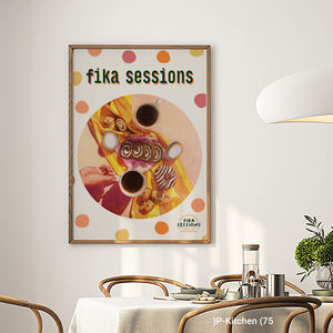 Arte de pared navideño, póster con ilustración de mesa de café Fika, decoración de pared de cafetería acogedora, impresión en lienzo - Product Image 2