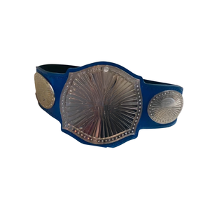 Ceinture de champion bleue personnalisable, ceinture de lutte en cuir de qualité supérieure avec plaques argentées, objet de collection de haute qualité - Product Image 6