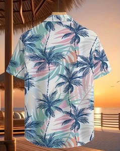 เสื้อเชิ้ตฮาวายชาย แขนสั้น ปกคอพับ ลายต้นปาล์ม ระบายอากาศได้ดี เป็นมิตรกับสิ่งแวดล้อม แห้งเร็ว ผ้าฝ้าย - Product Image 4