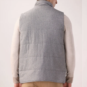 Gilet sans manches en mélange de laine gris pour homme, col roulé, couleur unie, épais, anti-boulochage, pour l'automne - Product Image 2