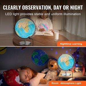 Interattivo AR globo del mondo per i bambini 10 In/254mm educativo Golden Globe LED di illuminazione notturna 720 ° stelo di rotazione giocattolo compatibile - Product Image 5