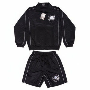 Black Men's Nylon Windbreaker <b>Short</b> Set Black Tactical Windbreaker Set Multi-pockets Urban Streetwear Nylon Two Piece Sets - Product Image 1