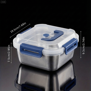 Set di Contenitori per Alimenti in Acciaio Inox Extra Large 2/4/6/8/10 Pezzi con Coperchi Blu, Design Profondo e Chiusura Ermetica per Refrigerazione - Product Image 4