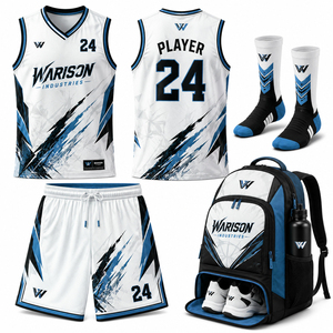 Wholesale Unisex Basketball Uniform Set 100% Polyester Basketball Jersey With Short Socks And Bag Pack Set - Product Image 3