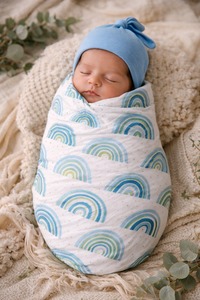 100% Organic Cotton Eco-Friendly Hypoallergenic Baby Swaddle <b>Blanket</b> Customizable Unisex Newborn <b>Wrap</b> Soft Breathable - Product Image 5