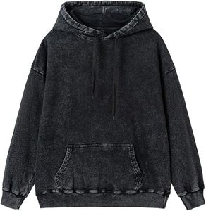Sudadera con capucha de forro polar lavado estilo streetwear para hombre y mujer, con bordado personalizado, lavado ácido, estilo retro, oversize. - Product Image 3