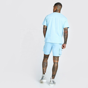 Premium Quality Mens Summer Casual T-shirt And Shorts <b>Set</b> Quick Dry Solid Pattern Polyester/cotton Wholesale - Product Image 3