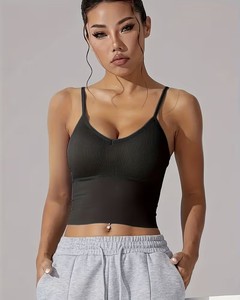 Soutien-gorge de sport blanc uni à dos ouvert pour femmes |   Débardeur de sport en nylon haute élasticité |   Camisole de yoga extensible dans quatre directions, douce pour la peau - Product Image 1