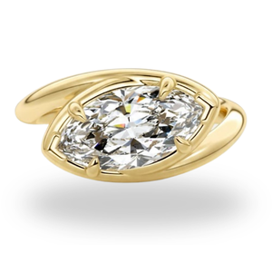 Anillo de Compromiso y Boda con Diamante Cultivado en Laboratorio, Corte Marquesa, Solitario, Oro de 14K, Diseño Trenzado, Joyería Fina Certificada de Lujo - Product Image 2