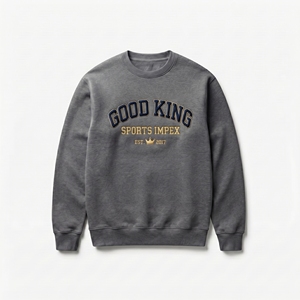 เสื้อสเวตเชิ้ตคอกลมสีเทาสำหรับผู้ชายแบบกำหนดเอง ขายส่ง เสื้อพิมพ์ลายกราฟิก เสื้อสวมหัวลำลอง เสื้อสเวตเชิ้ตสำหรับออกกำลังกาย ผู้ผลิต OEM - Product Image 1