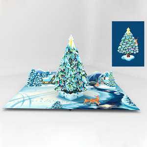 การ์ดป๊อปอัพ 3 มิติ แบบปรับแต่งได้ ลายต้นสน พร้อมการ์ดอวยพรทำมือสำหรับคริสต์มาส - ของขวัญงานฝีมือกระดาษ การ์ดอวยพร 3 มิติ - Product Image 3