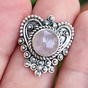 Rose Quartz Round <b>Ring</b> <b>925</b> Sterling <b>Silver</b> Handmade Promise Jewelry for Women January Birthstone Bezel Setting <b>Ring</b> - Product Image 6