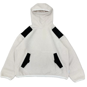 OEM logotipo personalizado mullido polar color bloque bolsillo pesado invierno patchwork hombres con ojos agujeros cálido sólido Sherpa Sudadera con capucha - Product Image 1