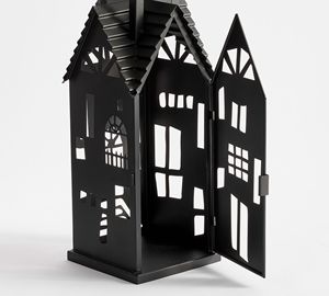 Farol Colgante Vintage Estilo Casa Embrujada, Portavelas Nórdico Calado Alto, Farol Resistente al Viento para Jardín, Hogar y Decoración de Bodas - Product Image 4