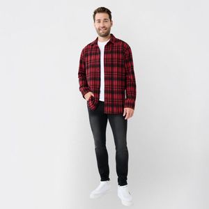 Chemise en flanelle pour homme entièrement personnalisable, en coton, manches longues, unie, décontractée, boutons en corne, 2 poches, respirante, chemise d'été pour homme - Product Image 1