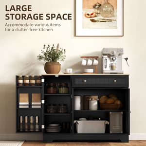 Buffet de cuisine moderne de 41 pouces avec 3 portes et étagère réglable, 1 tiroir, noir, pour salle à manger - Product Image 4