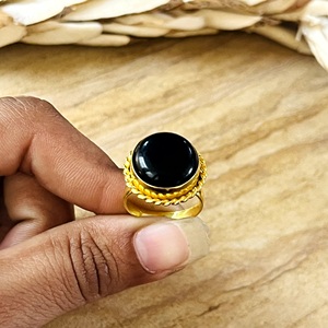 New Arrival Boho Rope <b>Statement</b> <b>Ring</b> Brass <b>Rings</b> Women 18k Gold Plated Vintage Onyx Jewelry Ethnic Cocktail Wholesale/OEM/ODM - Product Image 2