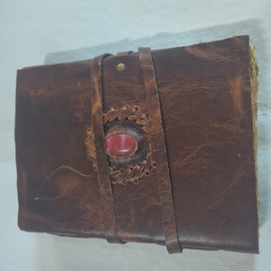 Carnet en cuir véritable avec pierre sur la couverture supérieure, qualité supérieure, fait main, couverture décorative en pierre, journal d'écriture - Product Image 1