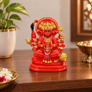 Panchmukhi Hanuman Red Resin hanuman Sculpture Hand Painted Hindu God Statue Tabletop Home <b>Decor</b> car <b>decore</b> - Product Image 4