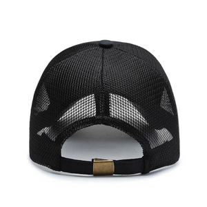 <b>Black</b> 5-Panel Mesh Trucker Cap Cotton Front Adjustable Snapback Baseball Hat Breathable Outdoor Sports Casual Headwear - Product Image 3