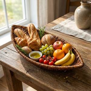 Natural Handwoven Rattan <b>Basket</b> With Lid <b>Wicker</b> <b>Storage</b> Organizer Home Kitchen Decorative <b>Basket</b> Wholesale - Product Image 3
