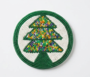 Handmade Beaded <b>Coaster</b> with Tree Design, Round Colorful Embroidered <b>Drink</b> <b>Coaster</b> Festive Table Decor Gift <b>for</b> Home - Product Image 6