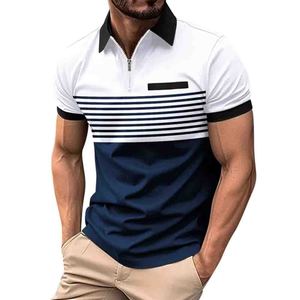 T-shirt à manches courtes respirant pour homme, printemps et été, couleur unie, col boutonné, poche, chemise de base, polos pour hommes - Product Image 4