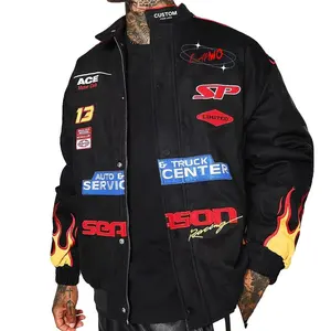 Vente en gros OEM broderie de logo personnalisé rare homme formule style course veste la mieux notée NASCAR veste de course fournisseur américain