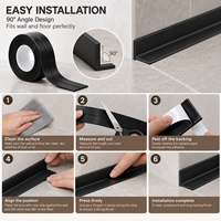 Bande d'étanchéité autocollante en PVC noir pour bord de lavabo, 22 mm x 5 m, étanche, pour cuisine et salle de bain
