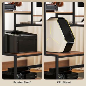 Scrivania Industriale Reversibile a 4 Livelli da 150 cm con Supporto Monitor Regolabile, Scrivania per Computer Marrone per Studio - Product Image 6