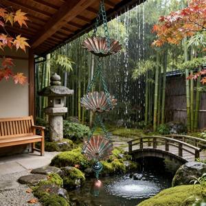 Chaîne de pluie décorative en métal en forme de fleur vintage pour jardin, chaîne de drainage d'eau suspendue pour extérieur, déversoir d'eau de pluie et décoration classique pour patio et maison - Product Image 4