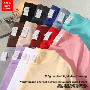 T-shirt personnalisé pour homme 100 % coton, printemps-été, 220 grammes, tissu tricoté, décontracté, vierge, manches courtes, coupe classique, avec lettrage - Product Image 4