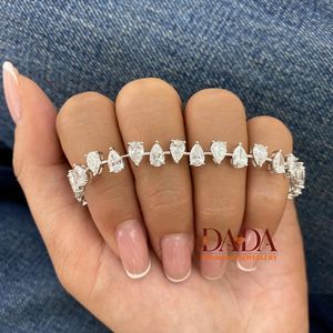 สร้อยข้อมือลูกแพร์สุดพิเศษสำหรับผู้หญิงสร้อยข้อมือเพชรสำหรับปลูกในห้องปฏิบัติการสร้อยข้อมือเชื่อมเพชรตะวันออกแบบตะวันตกสุดหรูเครื่องประดับที่ดี - Product Image 4