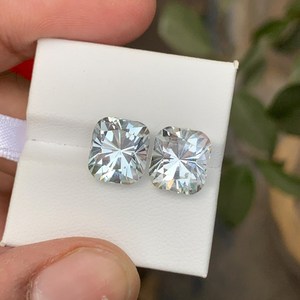 Par de Piedras Preciosas de Aguamarina Natural, Corte Cojín, Color Azul, Certificadas por IGI, Calidad Premium Ligera, para Joyería - Product Image 6