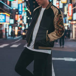 Chaqueta Sukajan Bordada Hecha en Pakistán, Colores Brillantes, Sin Decoloración, Transpirable, Ecológica, Fácil de Lavar, Ligera, para Invierno - Product Image 6