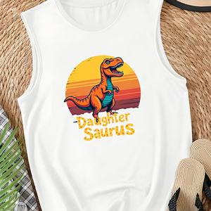 Coucher de soleil fille Saurus dessin animé dinosaure design gilet décontracté pour femme - Product Image 1